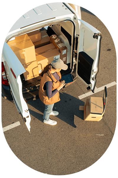 view from above of delivery van