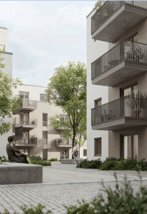 außenfasade mit Balkon