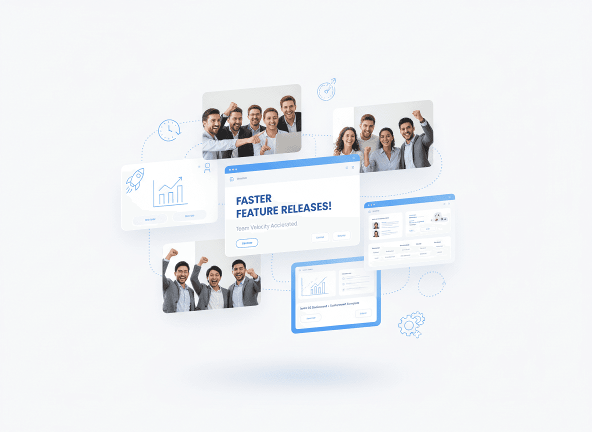 Modern web development workflow enabling 2.5x faster feature releases using reusable components and automated testing