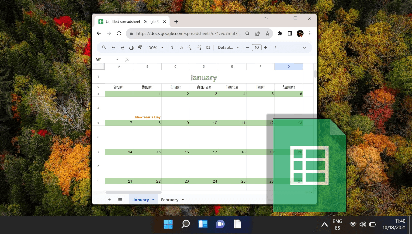  Google Sheets calendar on a desktop - How to Create a Content Calendar in Google Sheets