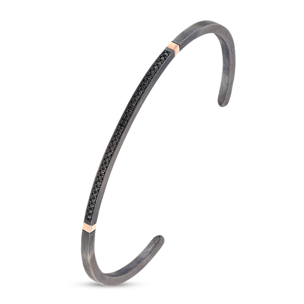 0.19 Karat Pırlantalı 14 Ayar Altın ve Gümüş Erkek Bileklik