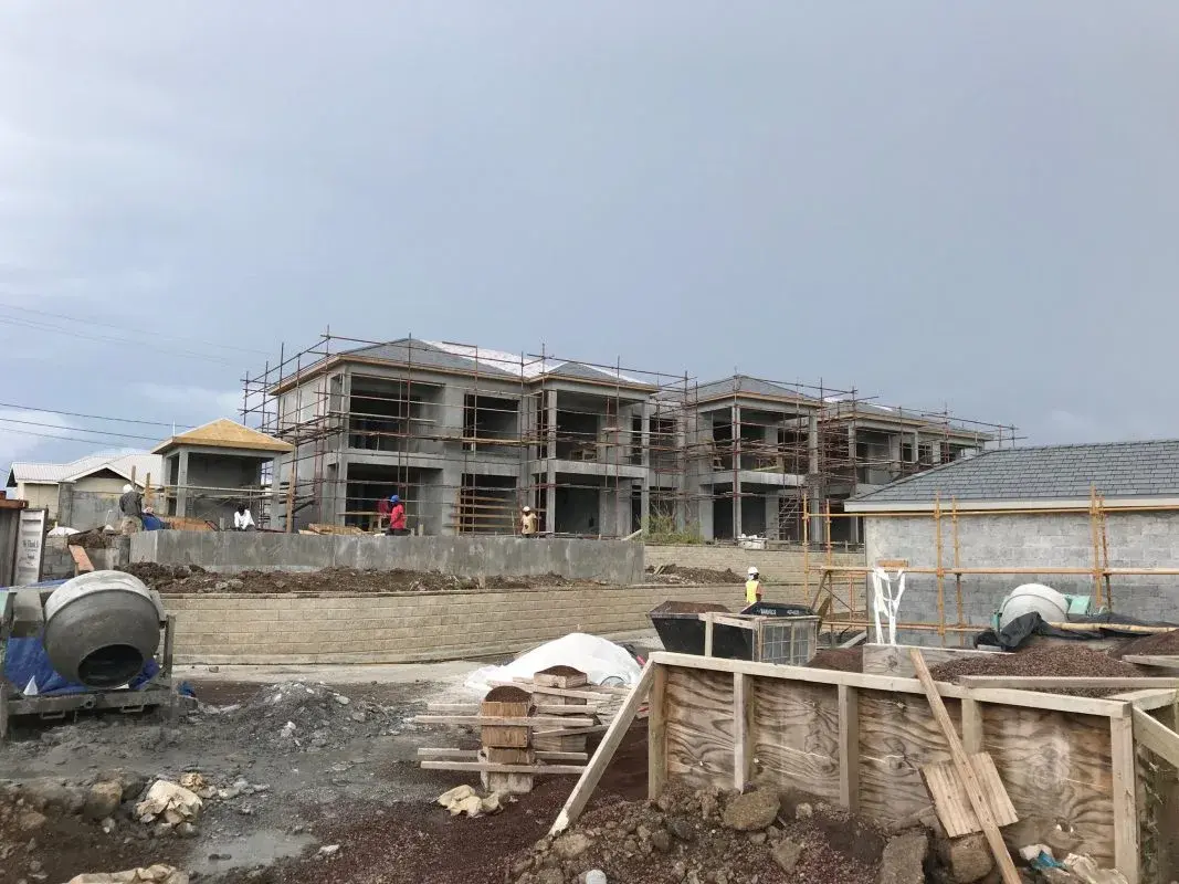 Construction progress of luxury resort villas at Calivigny Point Grenada by Atelier International LLC
