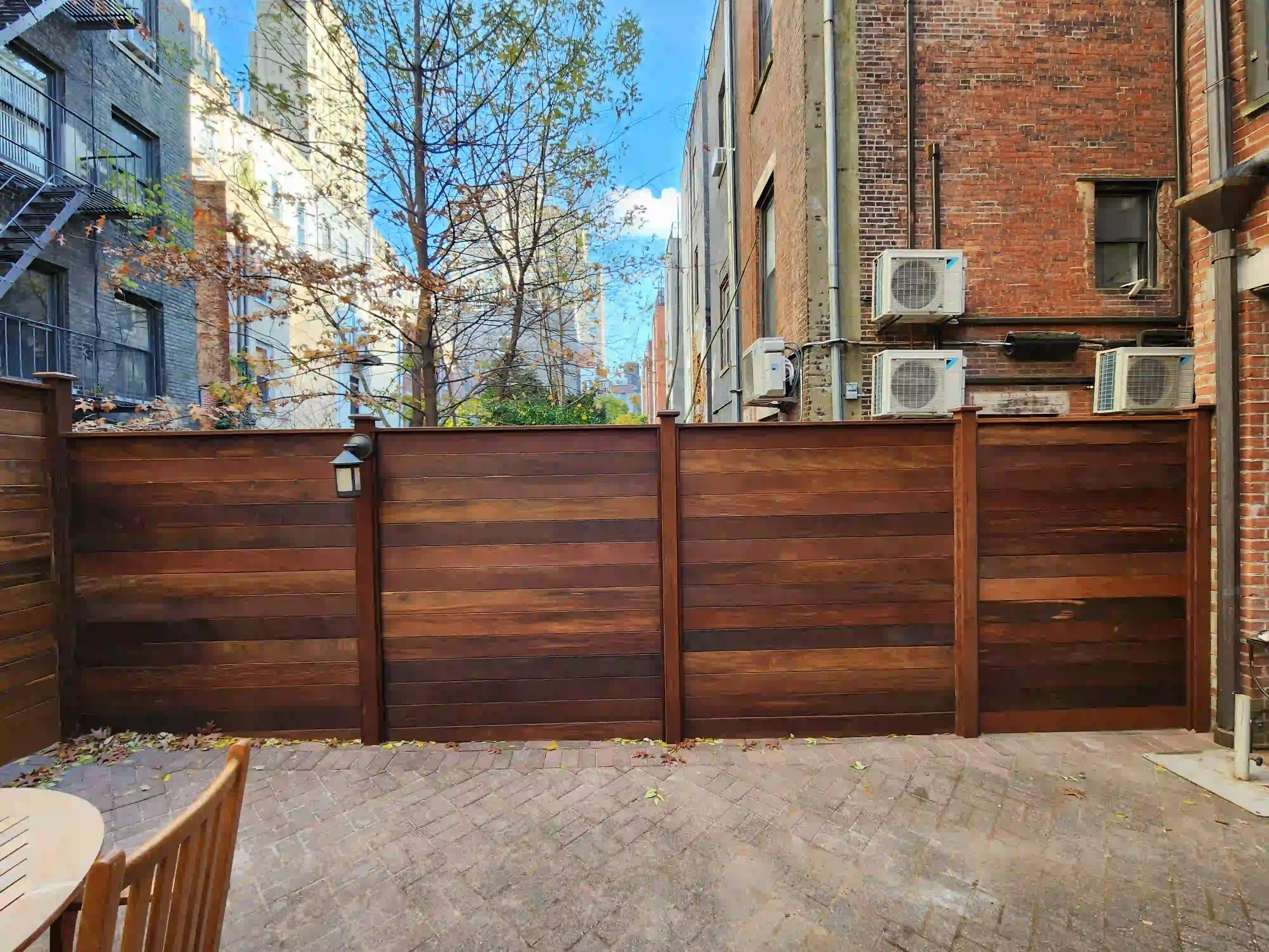 Ipe fencing installed by Jewel Construction Company in Upper West Side, NYC 