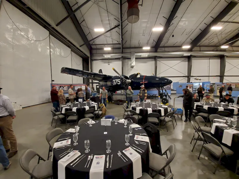 Catering event in an air hanger