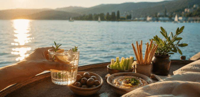 Apéro on a boat on Lake Zürich.