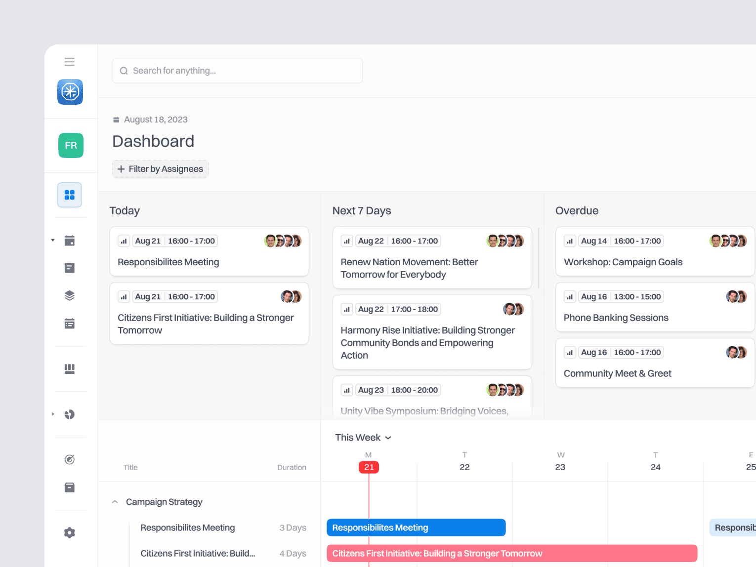 planbeacon dashboard ui design