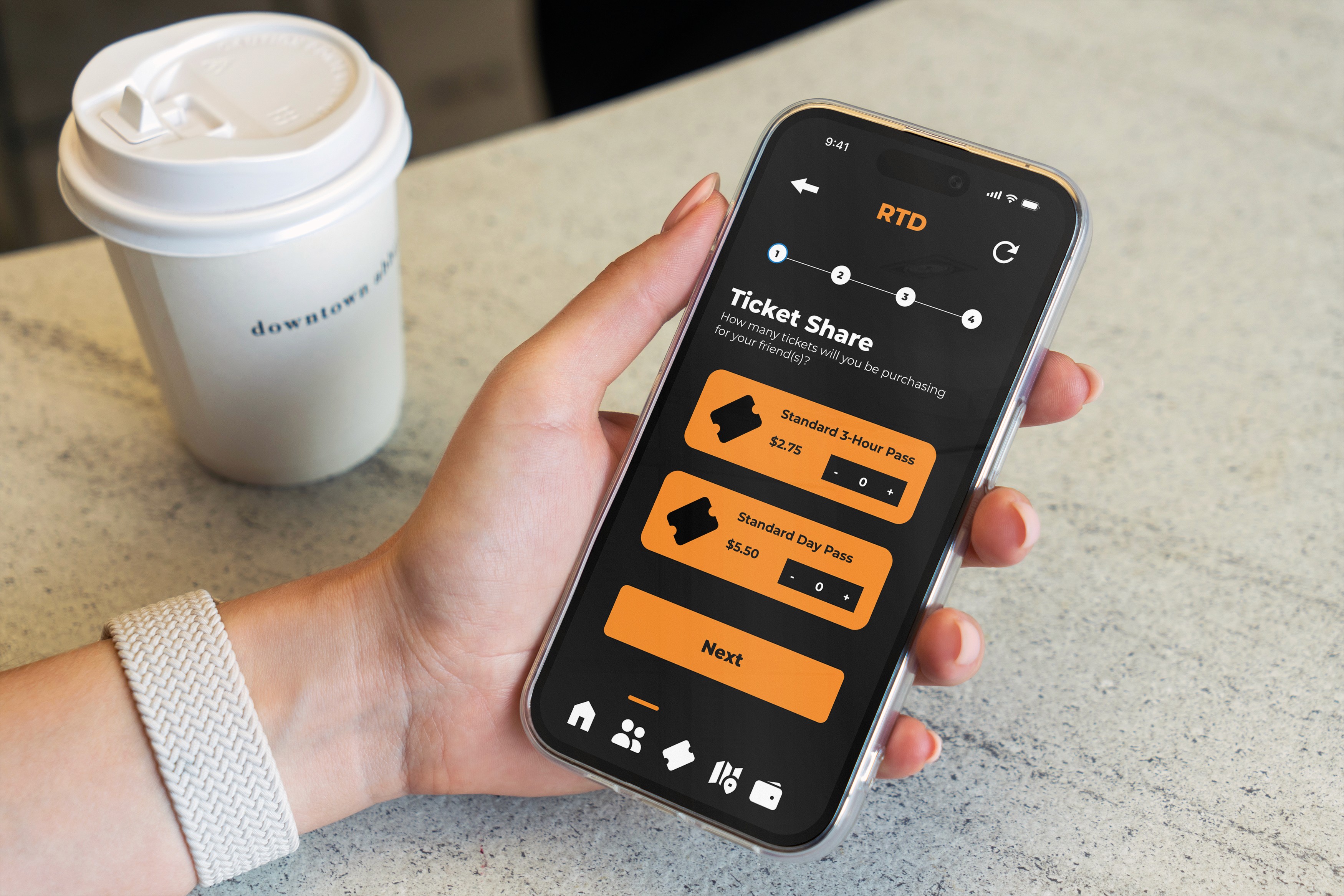 A close-up view of the redesigned RTD app interface.