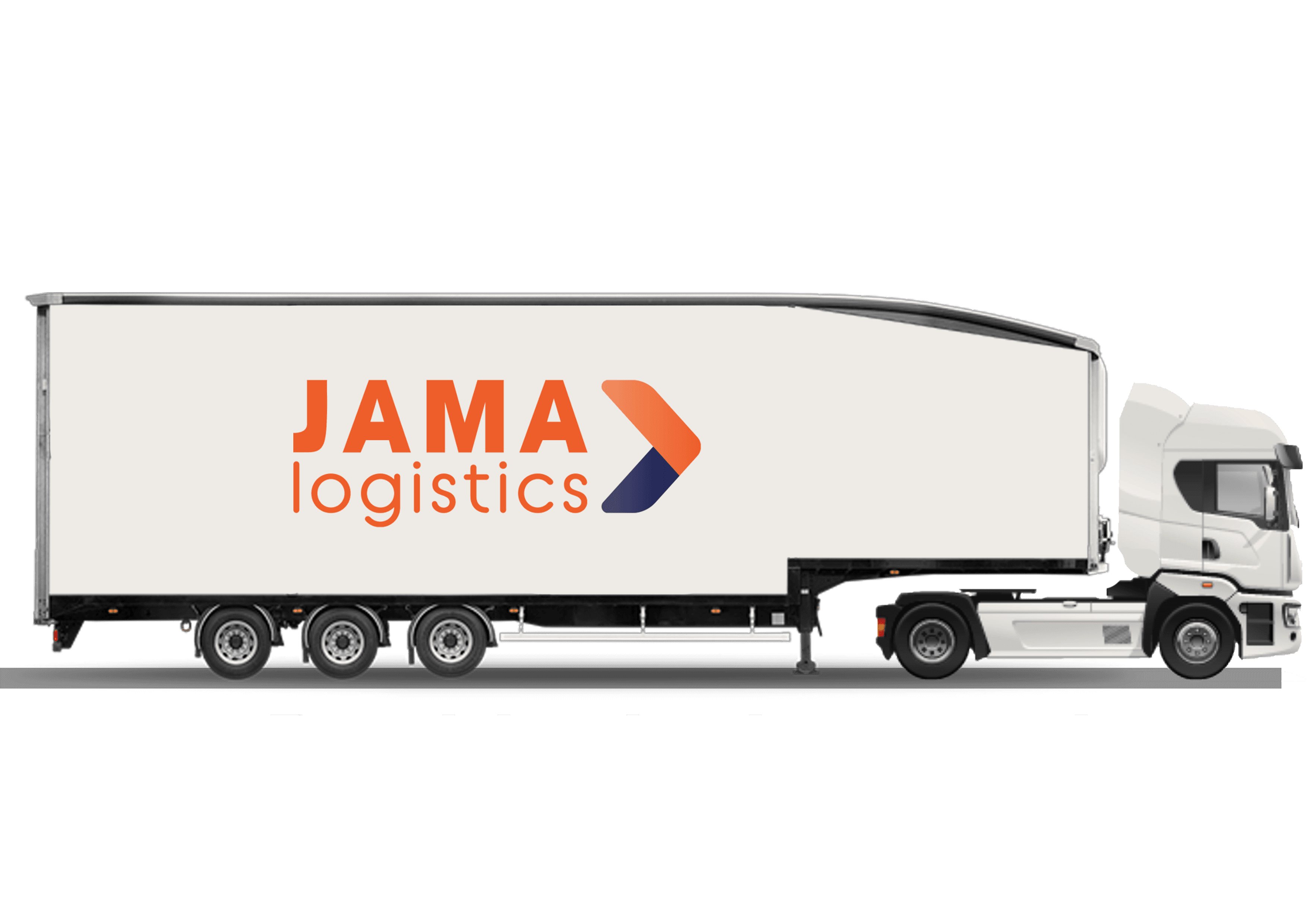 image of a double decker truck with the jama logistics logo on the side