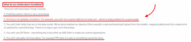 GoodData Missing Feature Cons