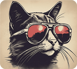 Cat with glasses in grunge style