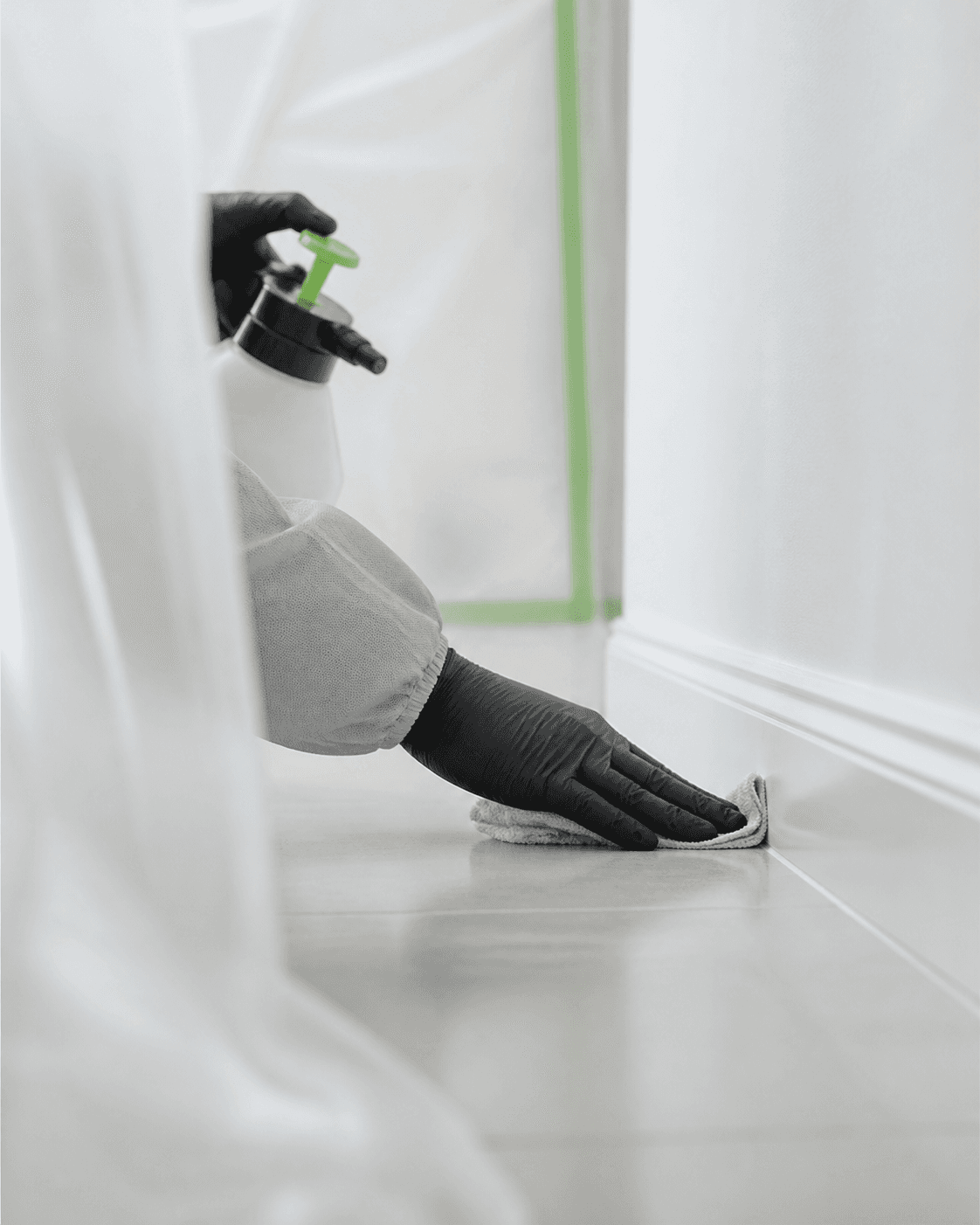 Remediation professional preparing a property for safe cleanup