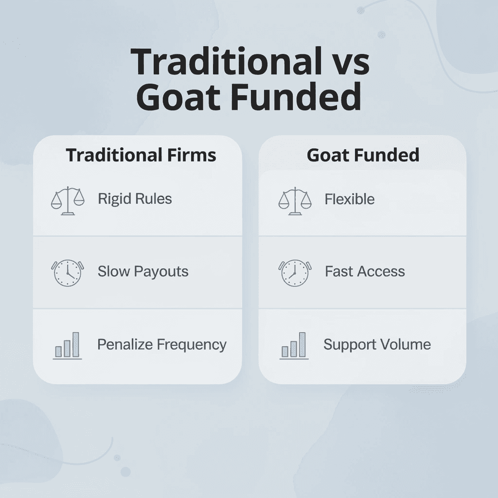 Comparison between traditional prop firms and Goat Funded Trader - Scalping Futures