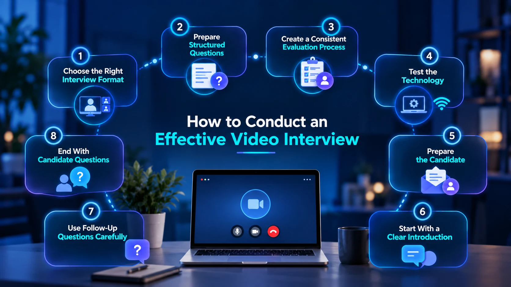 Steps for conducting an effective video interview.