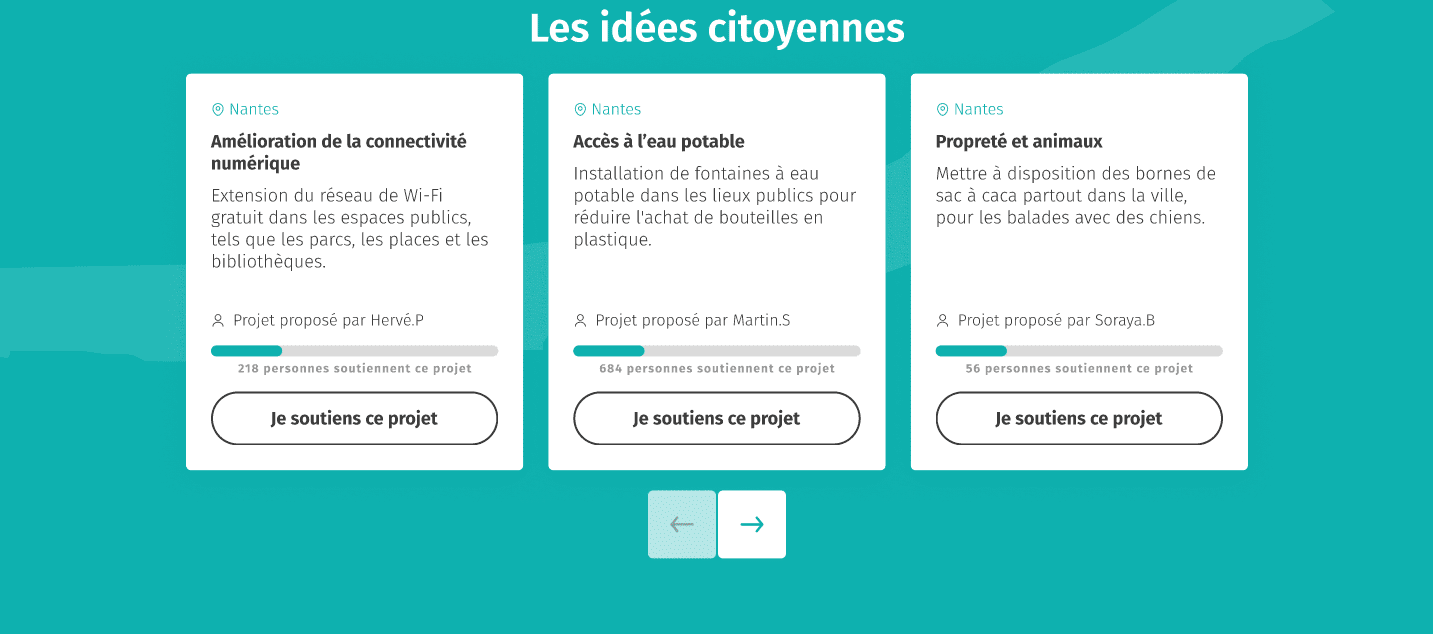 Une section de sondages sur un site web, réalisée dans le cadre d'un projet d'ux/ui à nantes pour le compte de la Samoa