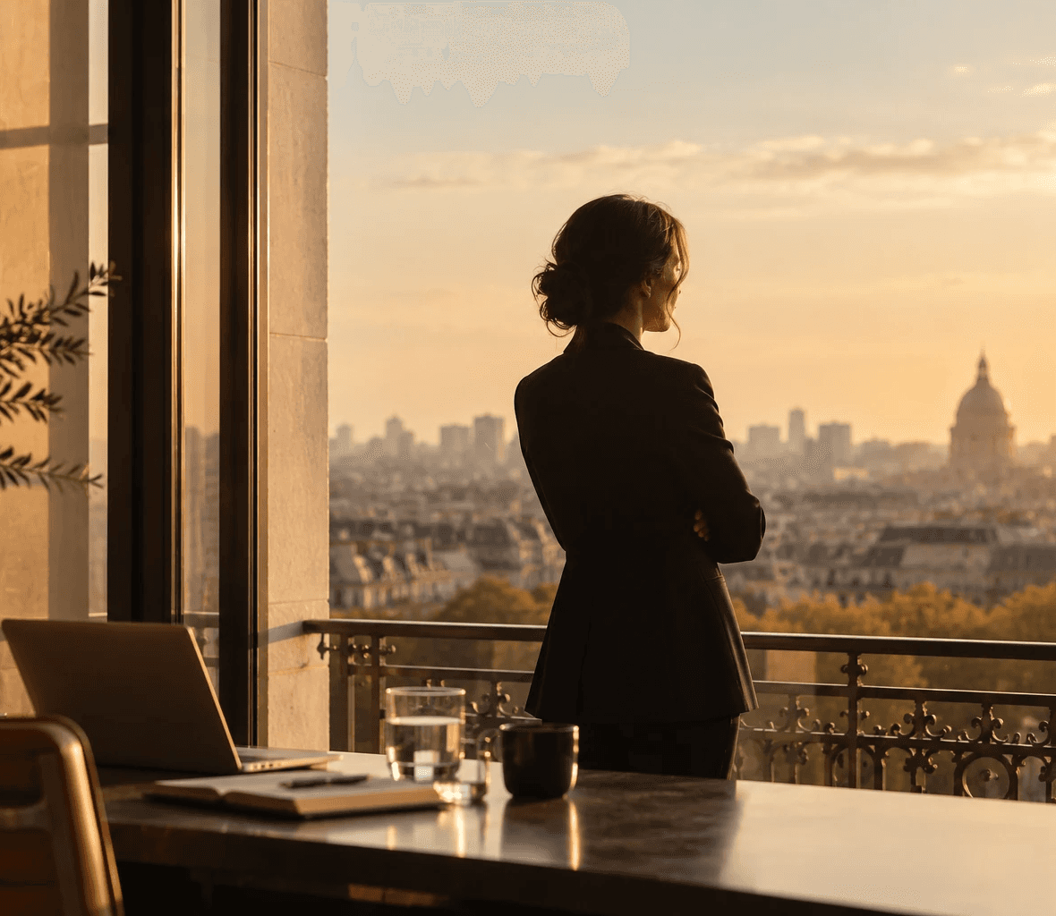 Silhouette of a female leader backlit, evoking the depth of leadership
