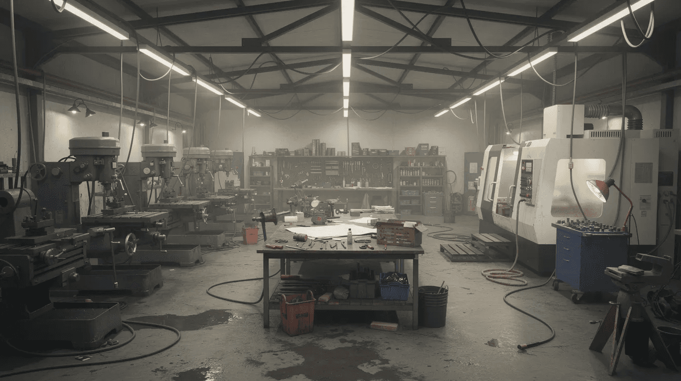 The image depicts the interior of a workshop filled with various machinery and industrial equipment, showcasing tools and devices essential for asset finance options in Australian businesses. This space emphasizes the importance of equipment finance and the role of asset loans in preserving cash flow for business operations.