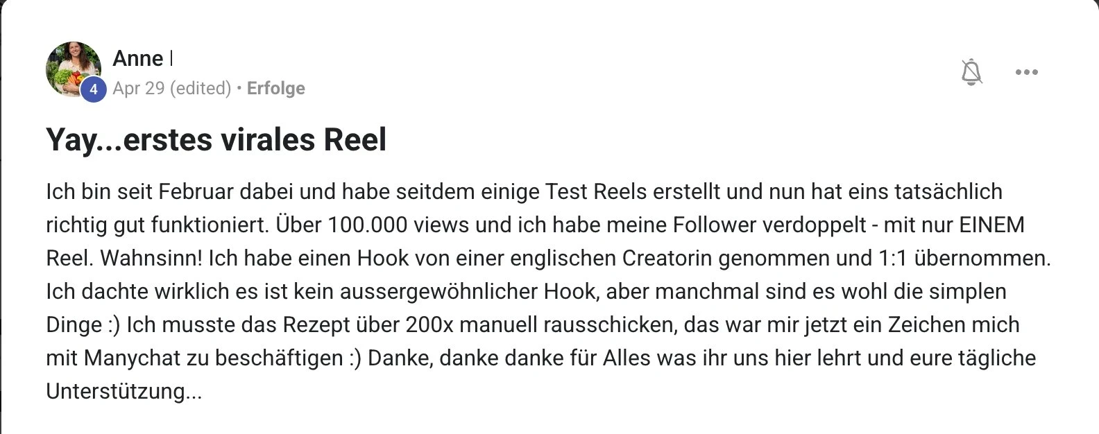 Erfolgsbericht KI Creator Akademie: Annes erstes virales Reel verdoppelt ihre Follower