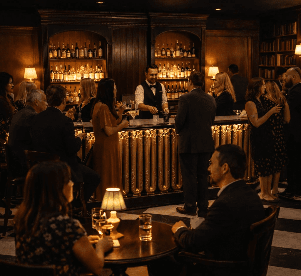 old historic phot of a super market and its workers 