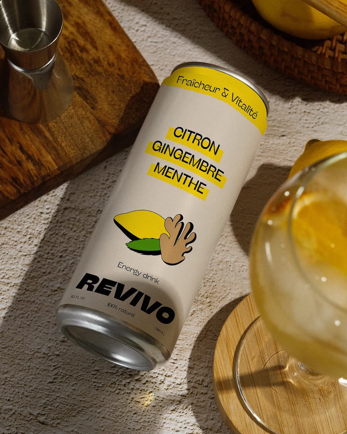 projet Revivo packaging branding canette boisson énergisante