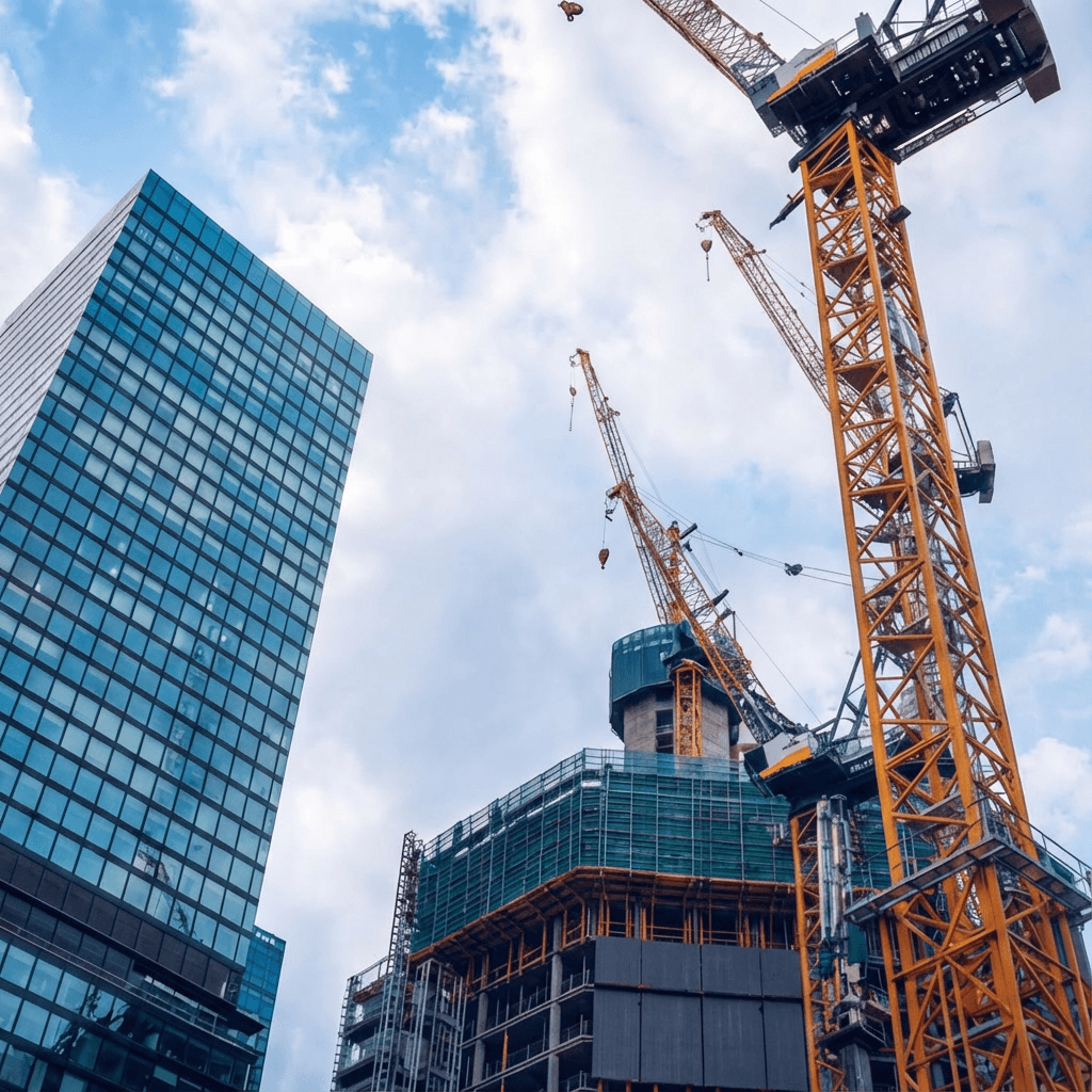 Chantier de construction en cours avec artisans : Assurance décennale et RC Pro pour entreprises du bâtiment, acceptation résiliation non-paiement et sinistres chez Select Assurance.