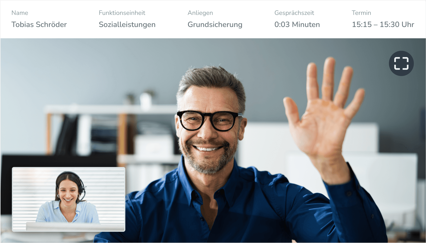 Mockup der Web-Applikation "Mein Videotermin"
