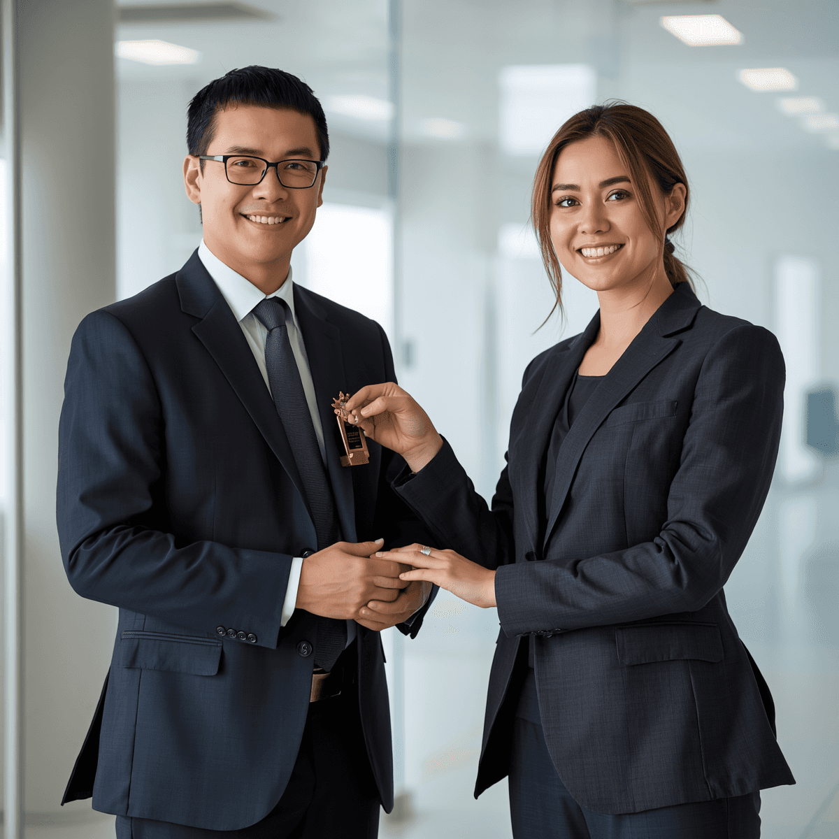 Prestigious long service award being presented to long-term employee
