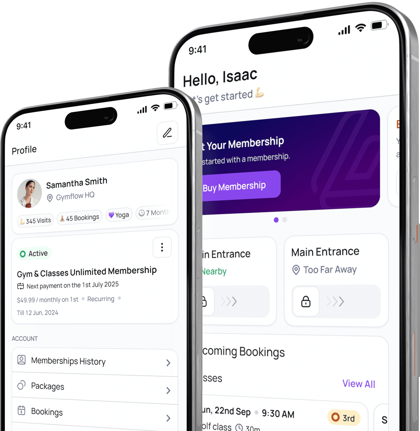 gym members app profile page
