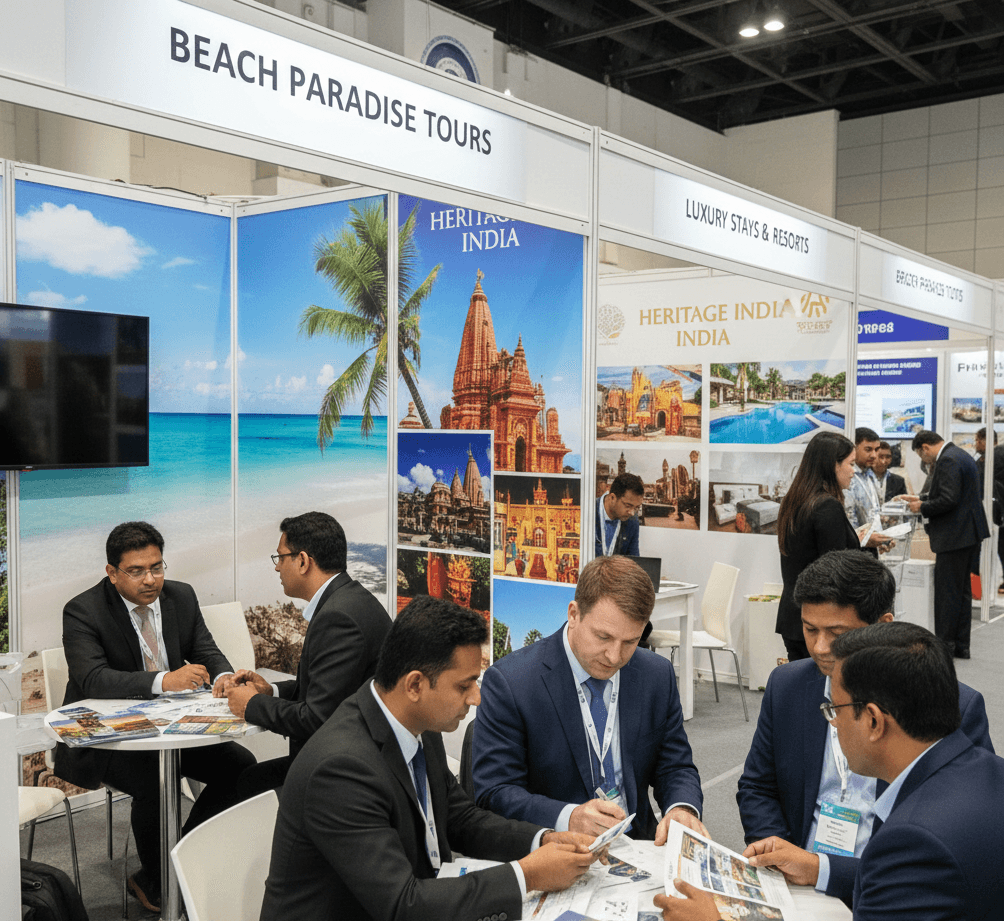 Holiday Expo Coimbatore 2026 travel and tourism trade show in India, featuring industry professionals networking at a major Coimbatore event and capturing Travel and Tourism leads using Habsy business card scanner.