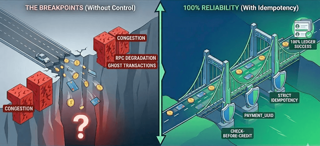 Comparing the reliability of mass payouts: network failure versus idempotency