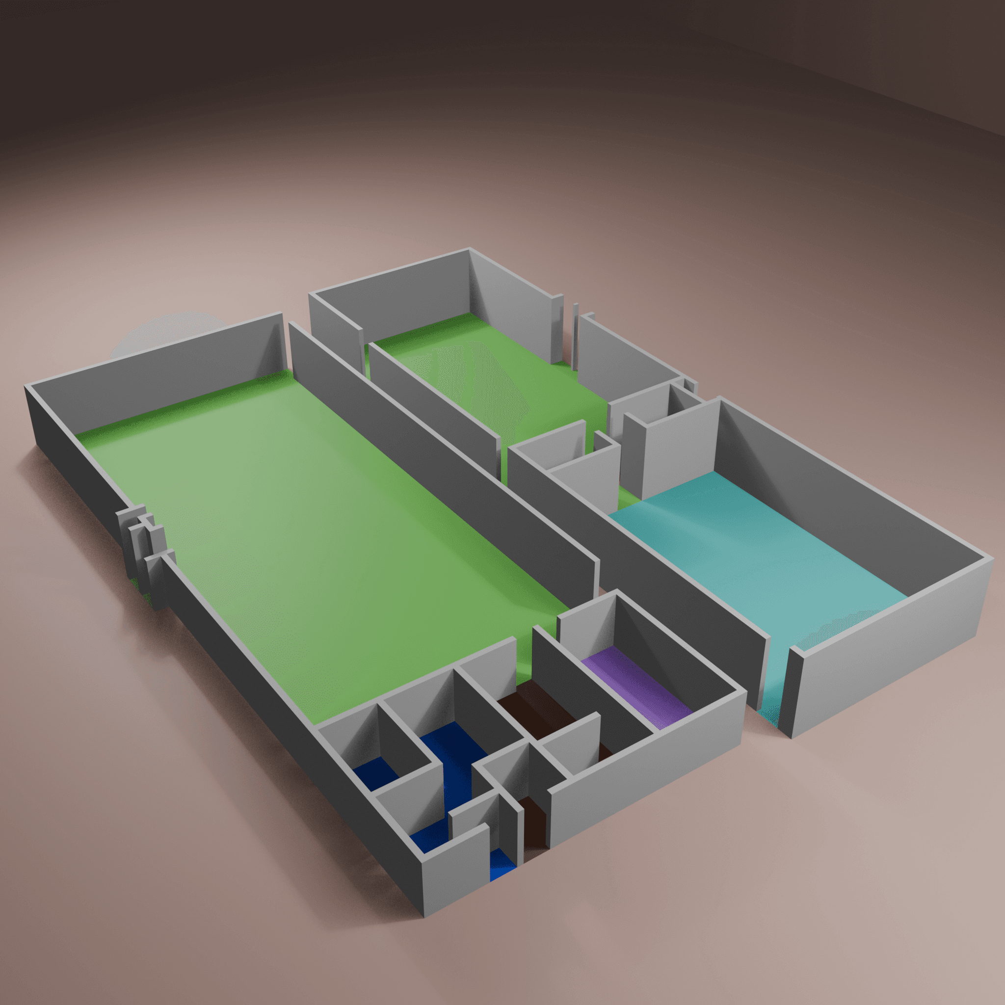 Close-up of a yellow tennis ball sitting on a green court, positioned near the white center line.