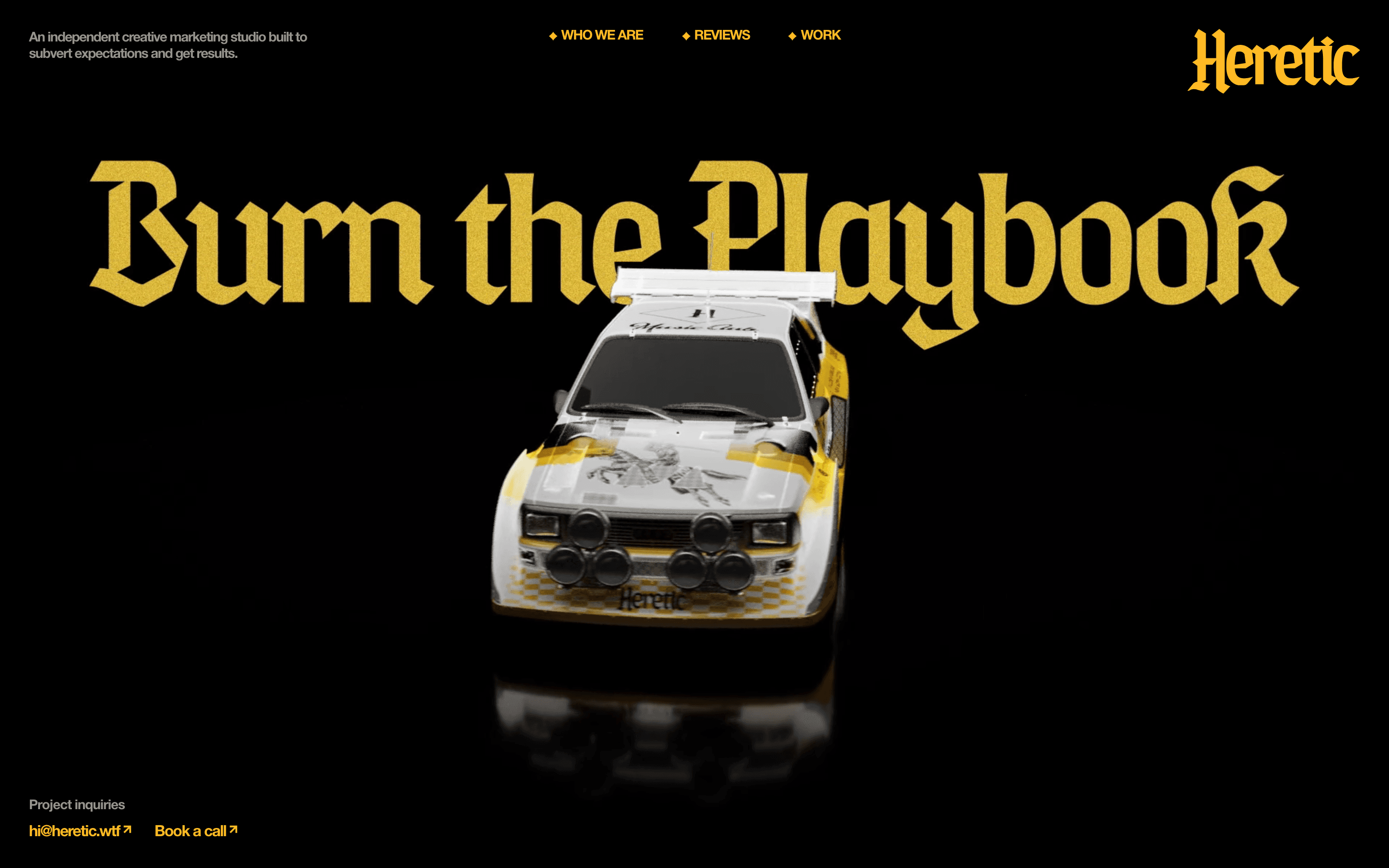 Heretic marketing agency website screenshot