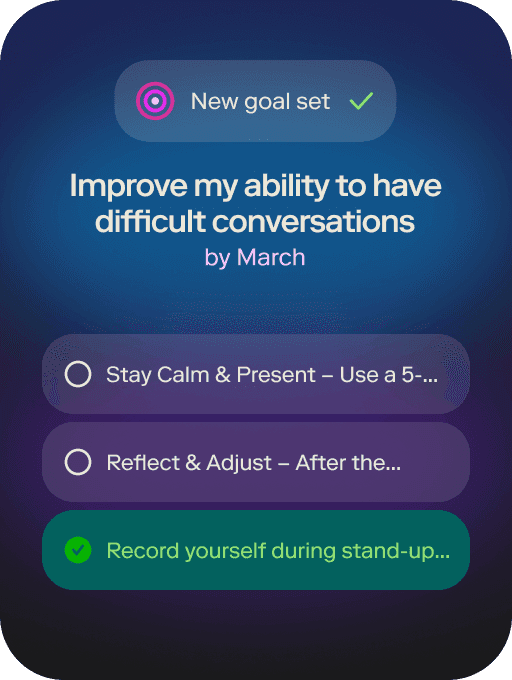 Blooms unique goals, vision and coaching actions feature