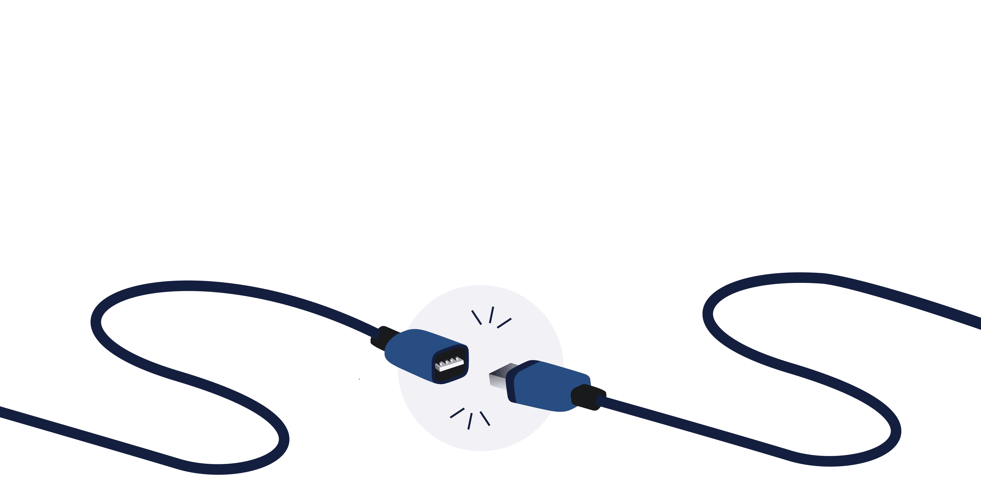 A pair of cables that have suddenly become disconnected.