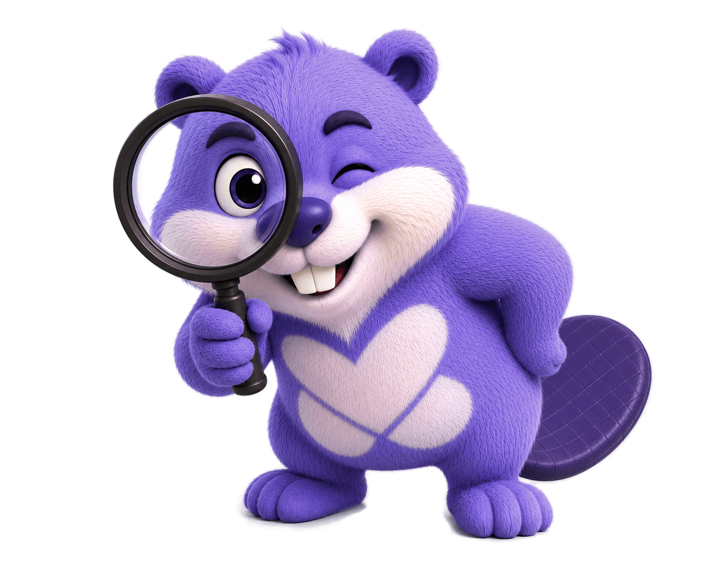 Mascotte Kidonk avec une loupe, illustrant la recherche de documents bancaires