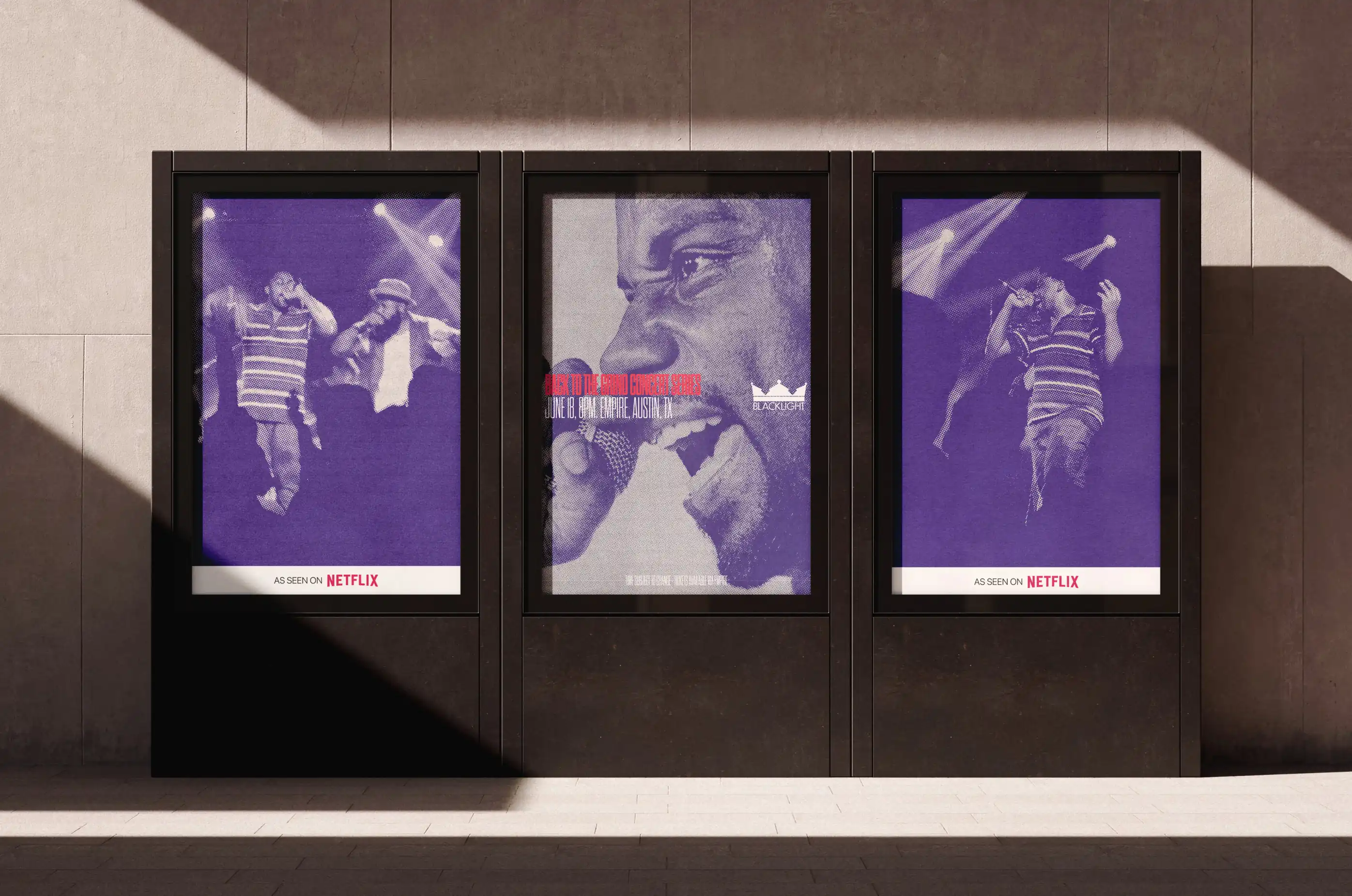 BlackLight Hip Hop — Three outdoor posters showcasing performance — Campaign collateral