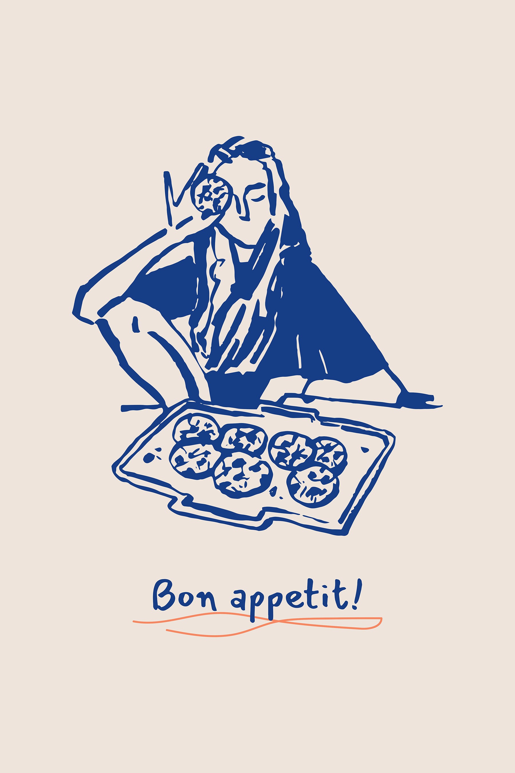 Folk Fable AI illustration of boho woman print