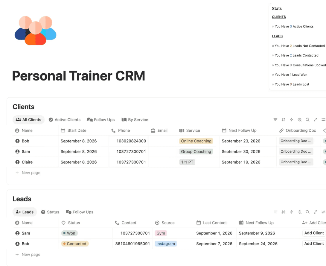 free crm for trainers