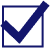 A blue check mark on a black background.
