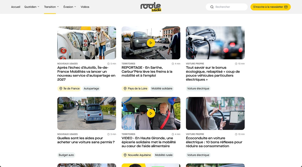 Page catégorie du site Roole Média