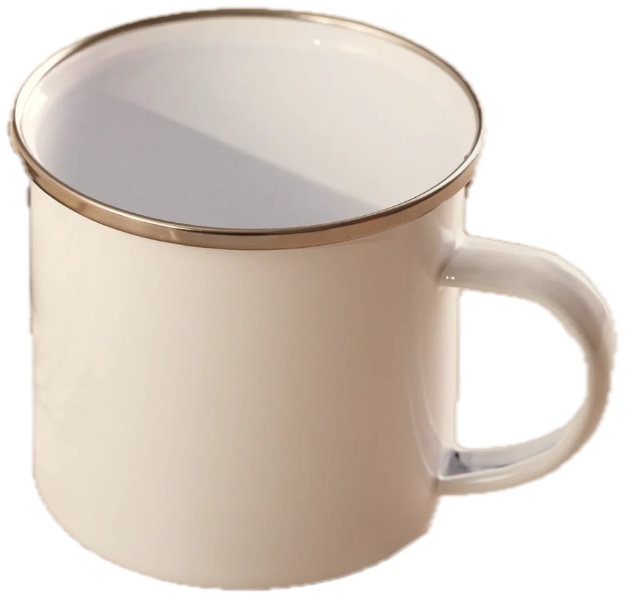 White enamel mug