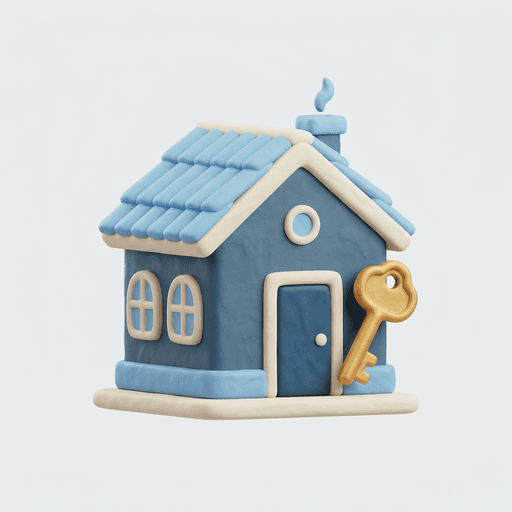 Clay illustration of a house with a key