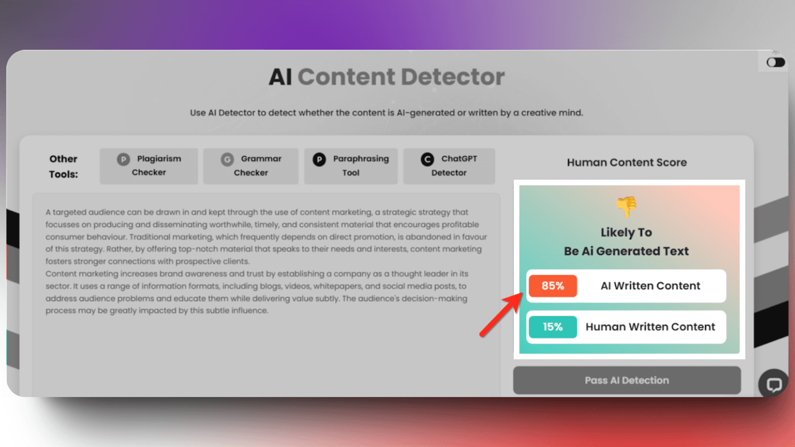 Quillbot - Human content Score