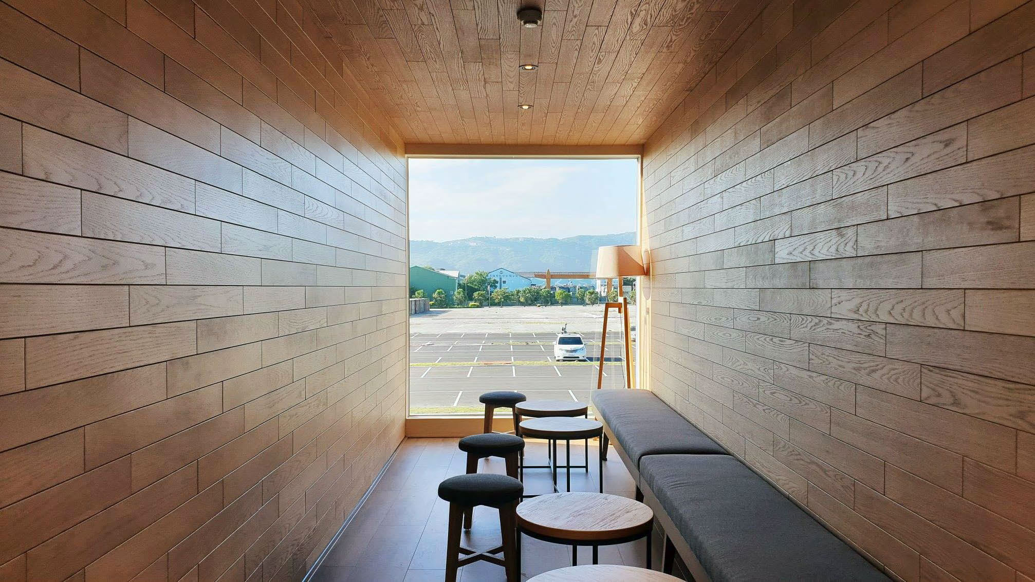 The interior space framing the views