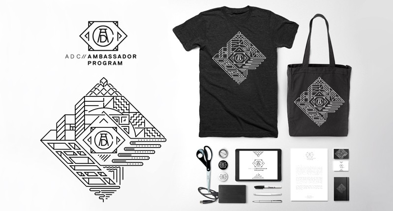 A branding template used on items like: t-shirts, bags, scissors, buttons, papers, calling cards, pens, on tablets and phones.