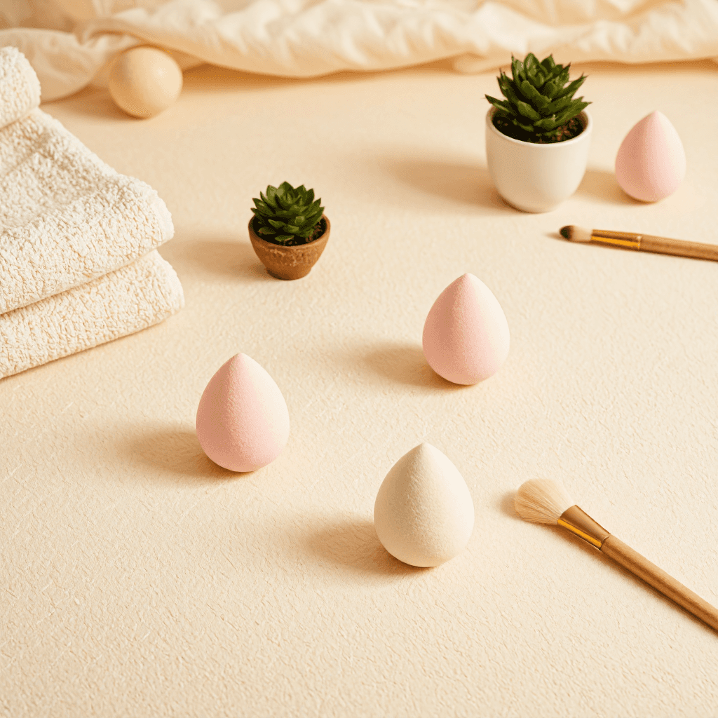 product photography of makeup sponges