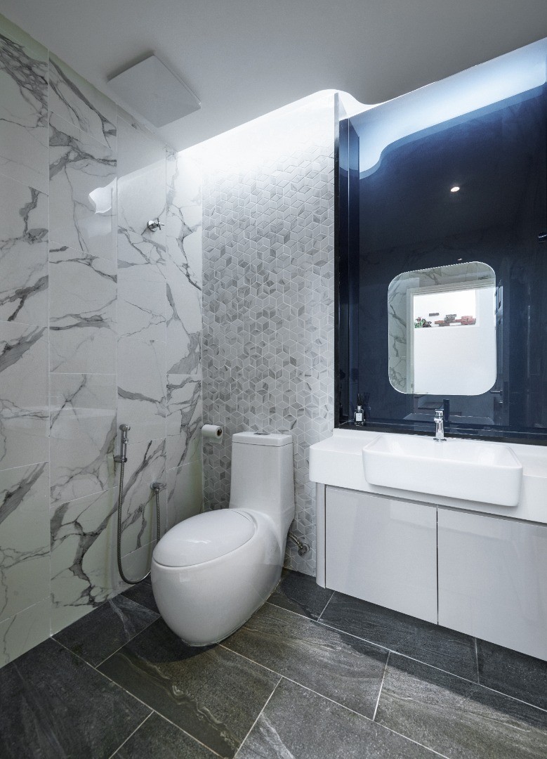 Hotel-Style Bathroom Renovation with Custom Vanity with Integrated LED Lighting Singapore