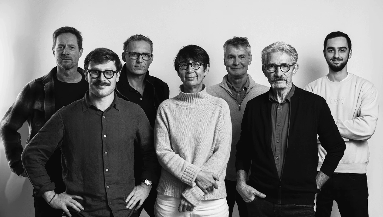 photo de l'équipe de Fritsch-Durisotti en noir et blanc : Numa ROUSSEAU, Vivien DURISOTTI, Thierry COSTE, Antoine FRITSCH