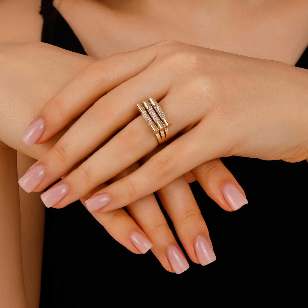 Taşlı Tasarım 14 Ayar Altın Yüzük - Assos Pırlanta Şıklığı