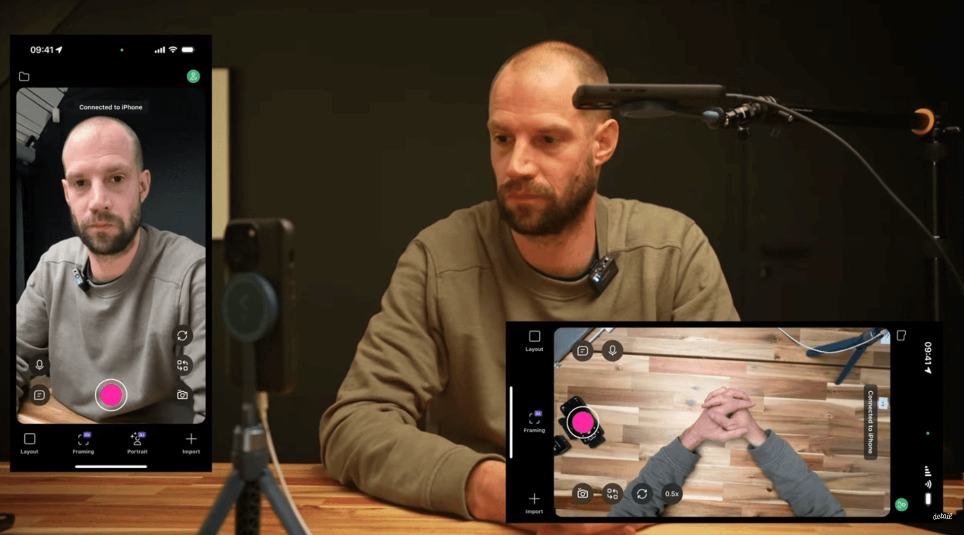 Recording on Two iphones connected successfully using the Detail ios app