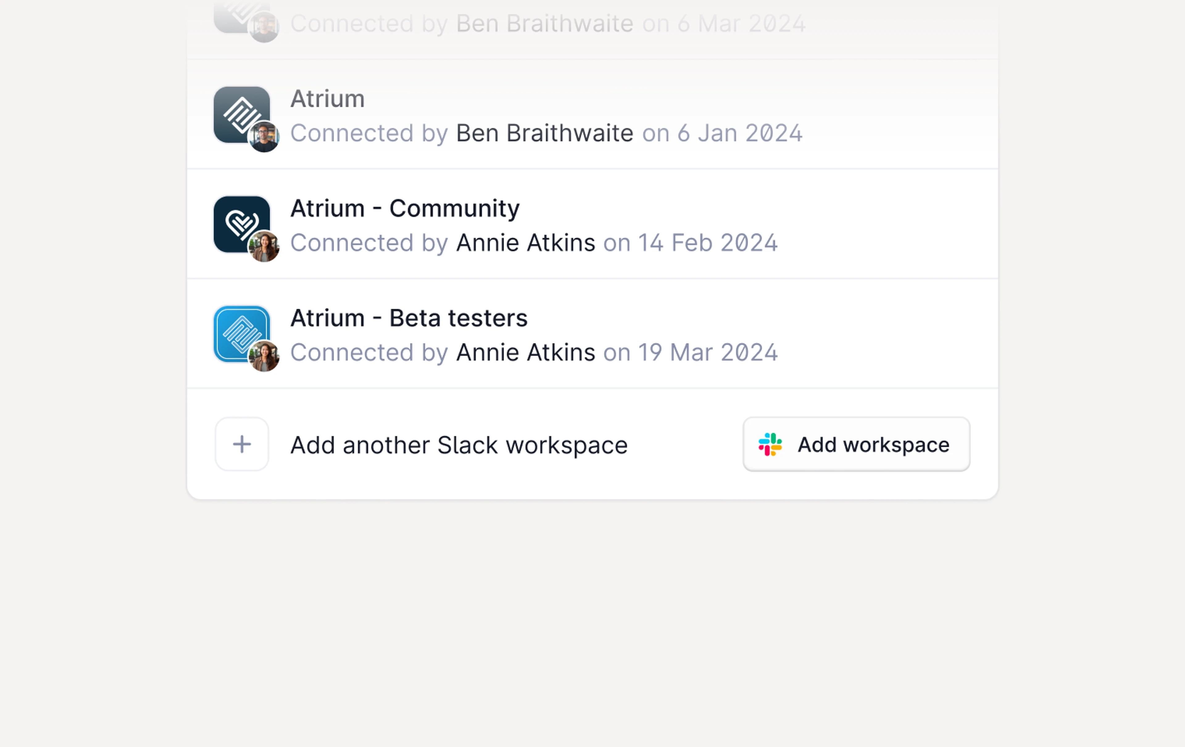 Image showing multiple slack workspaces 